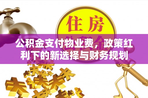 宿松公积金支付物业费，政策红利下的新选择与财务规划