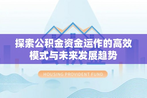 宿松探索公积金资金运作的高效模式与未来发展趋势