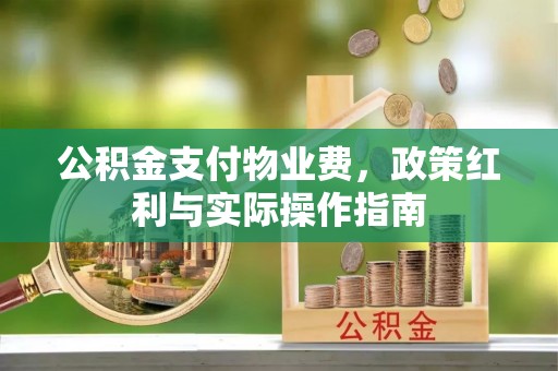 宿松公积金支付物业费，政策红利与实际操作指南