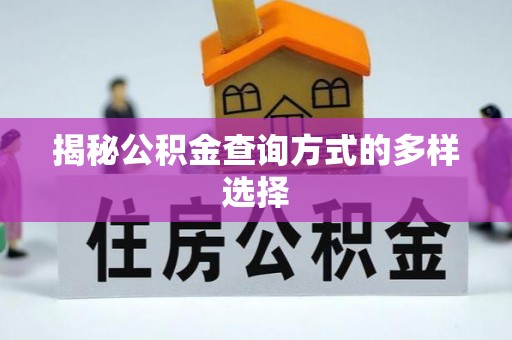 宿松揭秘公积金查询方式的多样选择